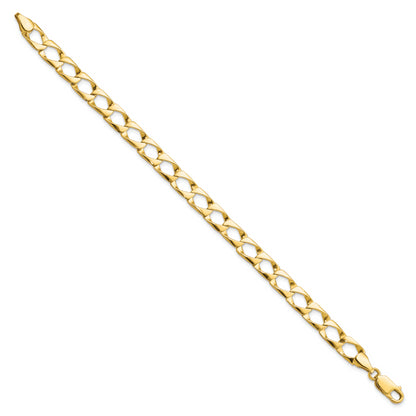 8 Inch 10K 7.4mm Satin & Diamond-Cut Fancy Link Bracelet