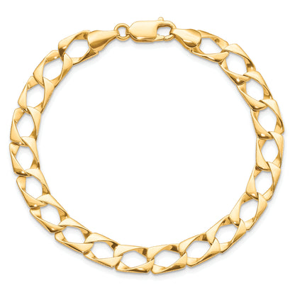 8 Inch 10K 7.4mm Satin & Diamond-Cut Fancy Link Bracelet