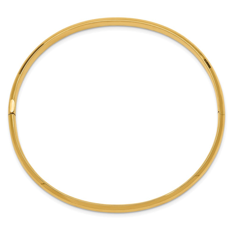 10K Yellow Gold 3/16 High Polished Hinged Bangle Bracelet