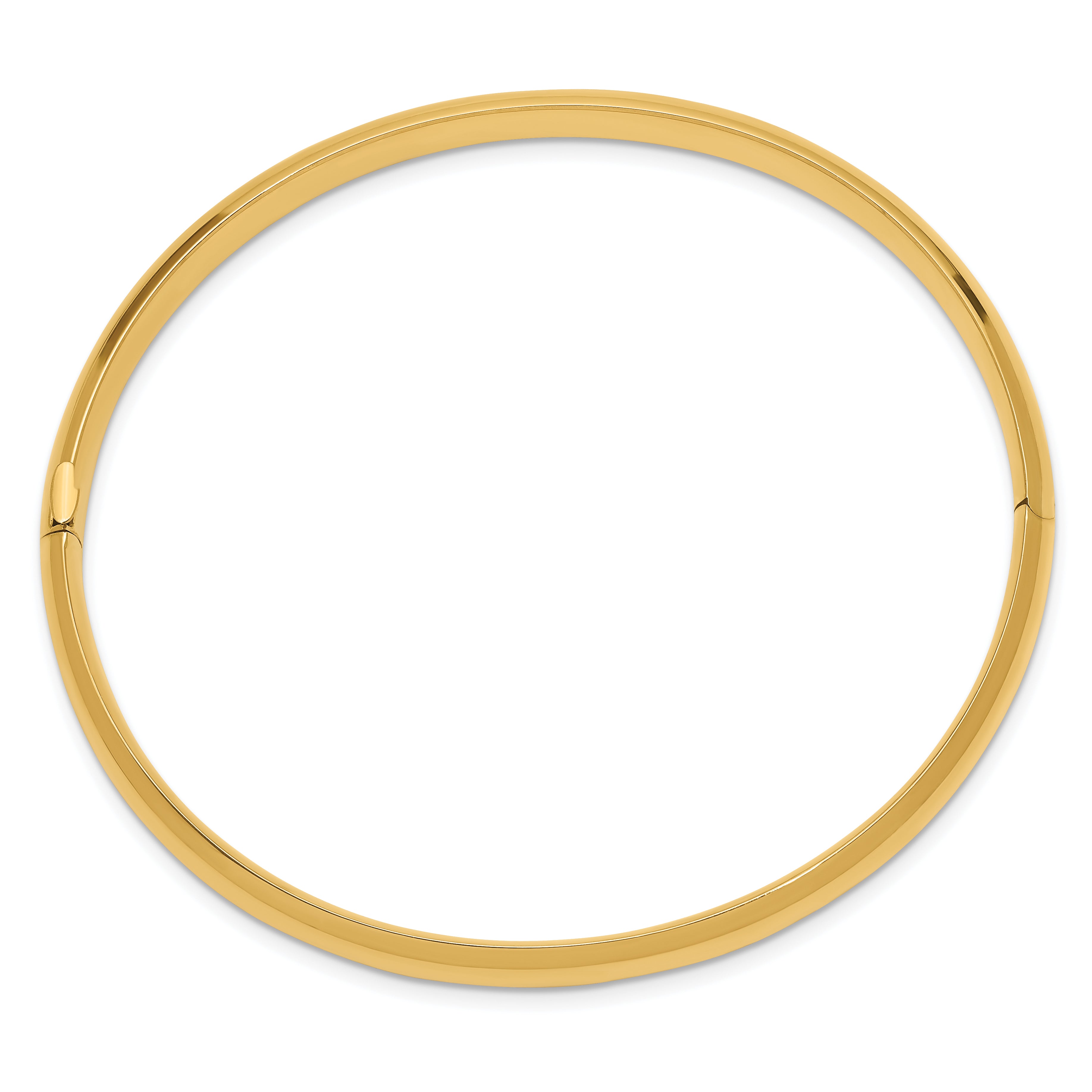 10K Yellow Gold 4/16 Oversize High Polished Hinged Bangle Bracelet