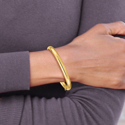 10K Yellow Gold 4/16 High Polished Hinged Bangle Bracelet