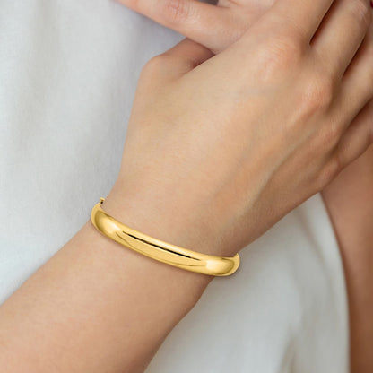 10K Yellow Gold 5/16 Oversize High Polished Hinged Bangle Bracelet