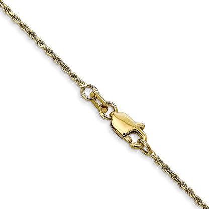 22 Inch 10K 1.15mm Diamond Cut Machine Made Rope Chain Necklace