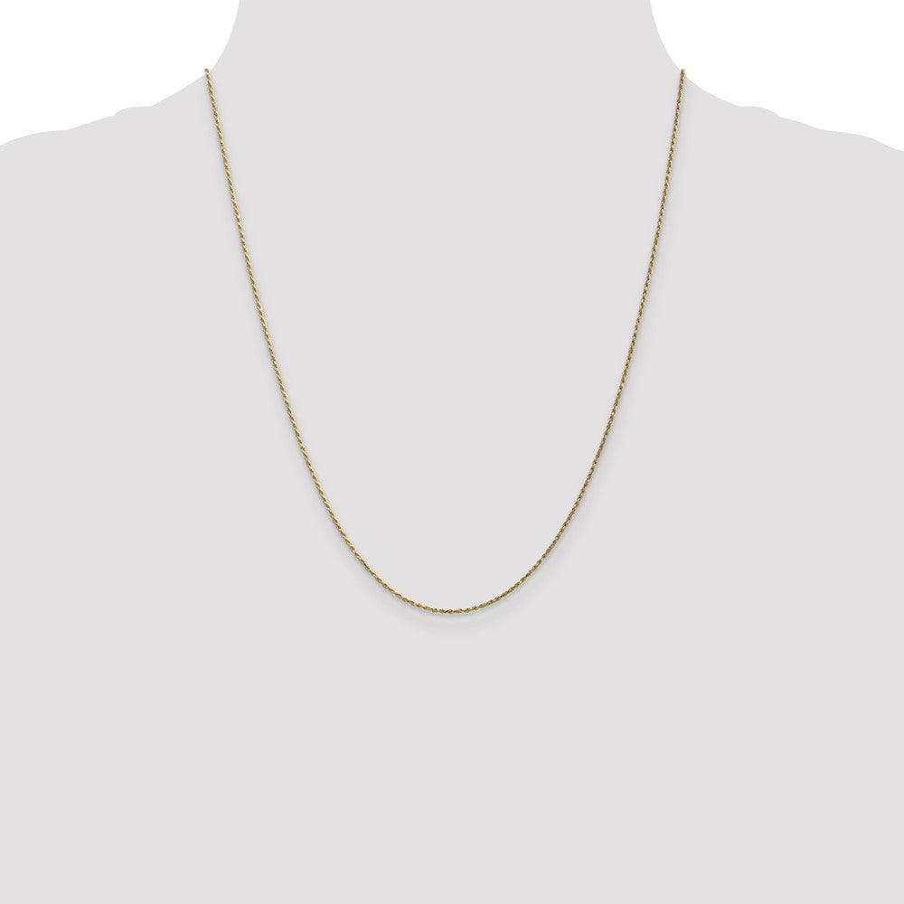 22 Inch 10K 1.15mm Diamond Cut Machine Made Rope Chain Necklace