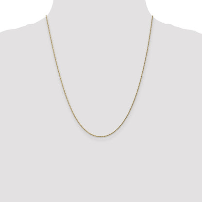 22 Inch 10K 1.15mm Diamond Cut Machine Made Rope Chain Necklace