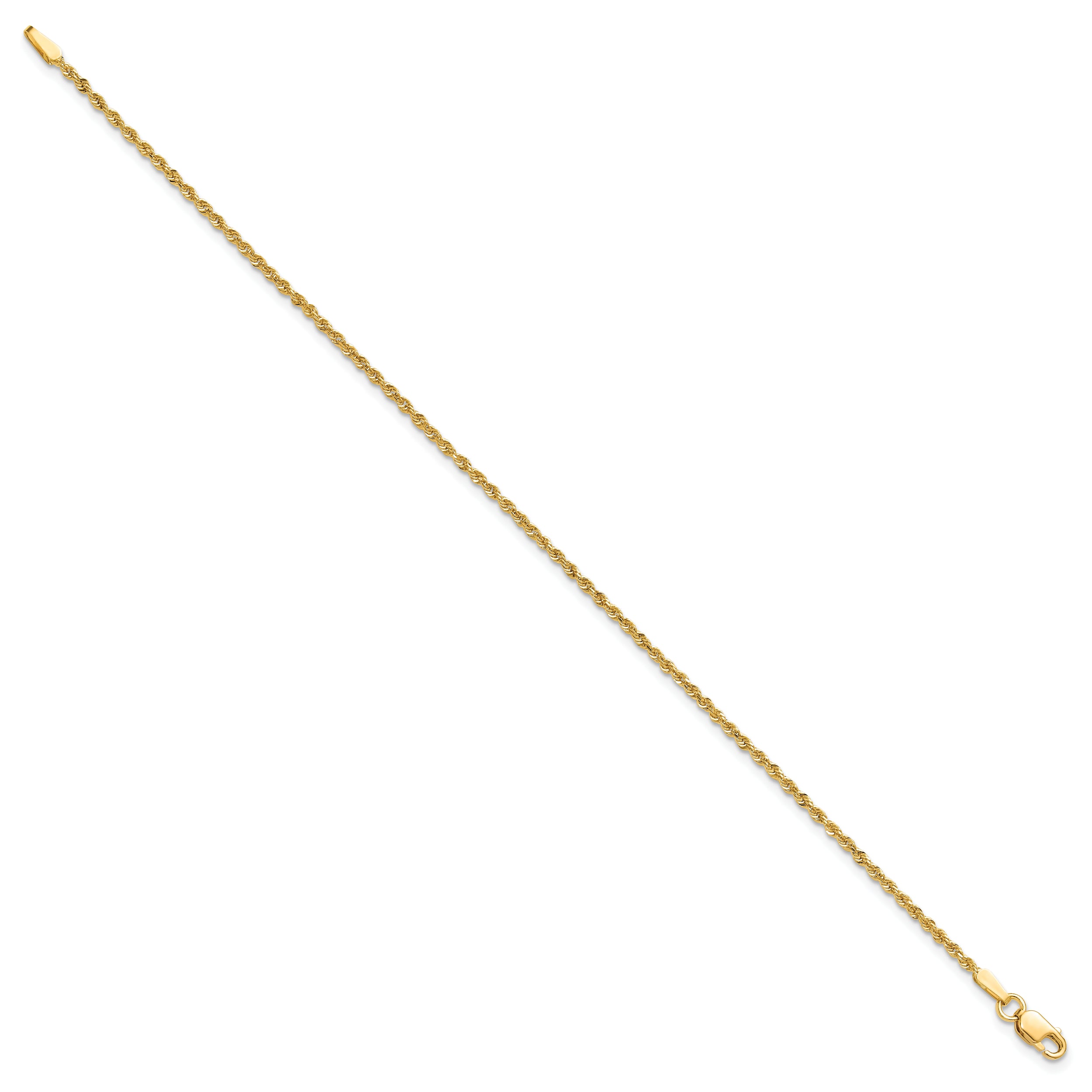 10K Yellow Gold 1.5mm Diamond-Cut Rope Chain Anklet