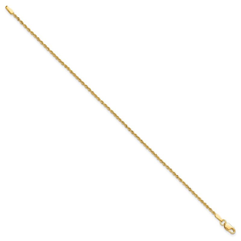 10k Yellow Gold 1.5mm Diamond-cut Rope Chain Bracelet