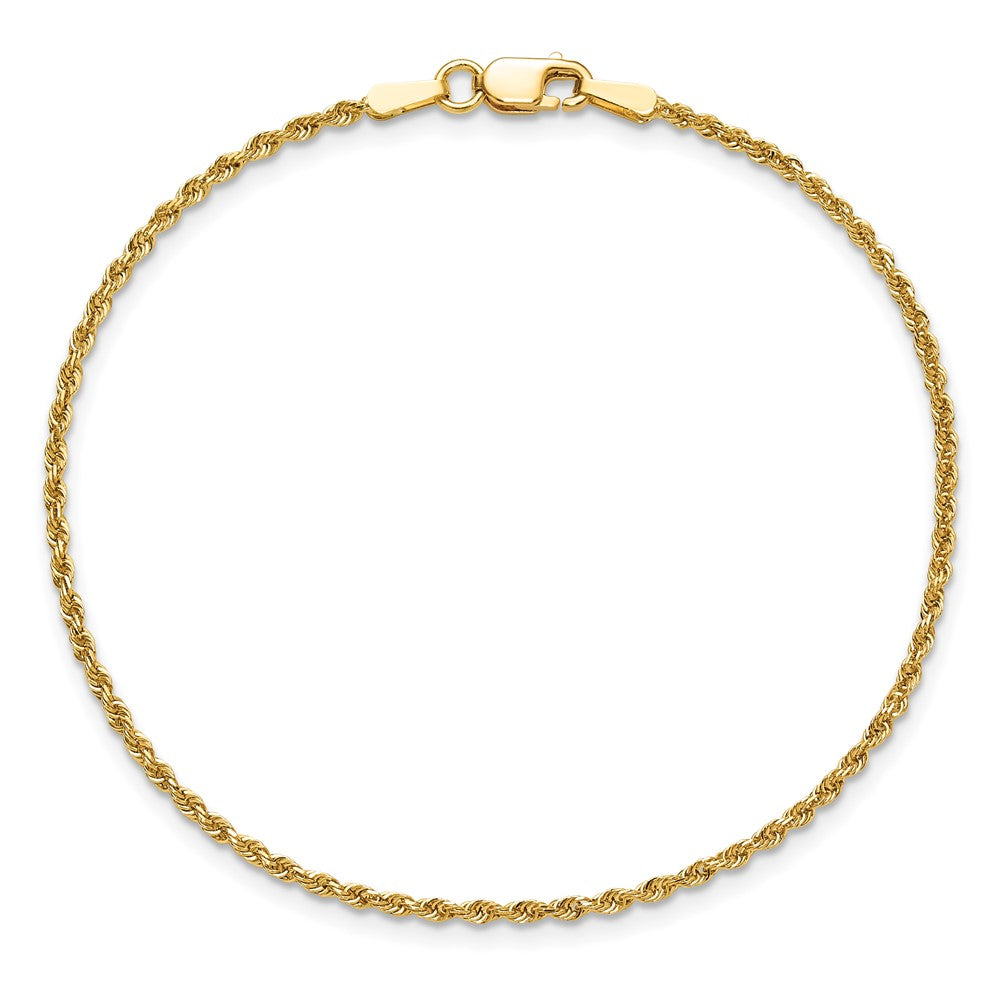 10k Yellow Gold 1.5mm Diamond-cut Rope Chain Bracelet