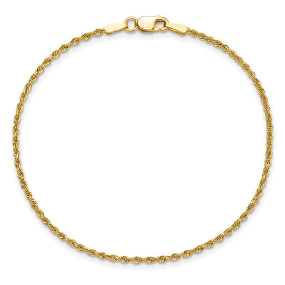 10k Yellow Gold 1.5mm Diamond-cut Rope Chain Bracelet