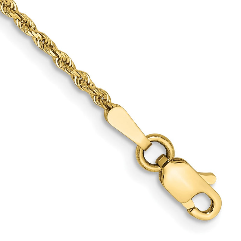 10k Yellow Gold 1.5mm Diamond-cut Rope Chain Bracelet
