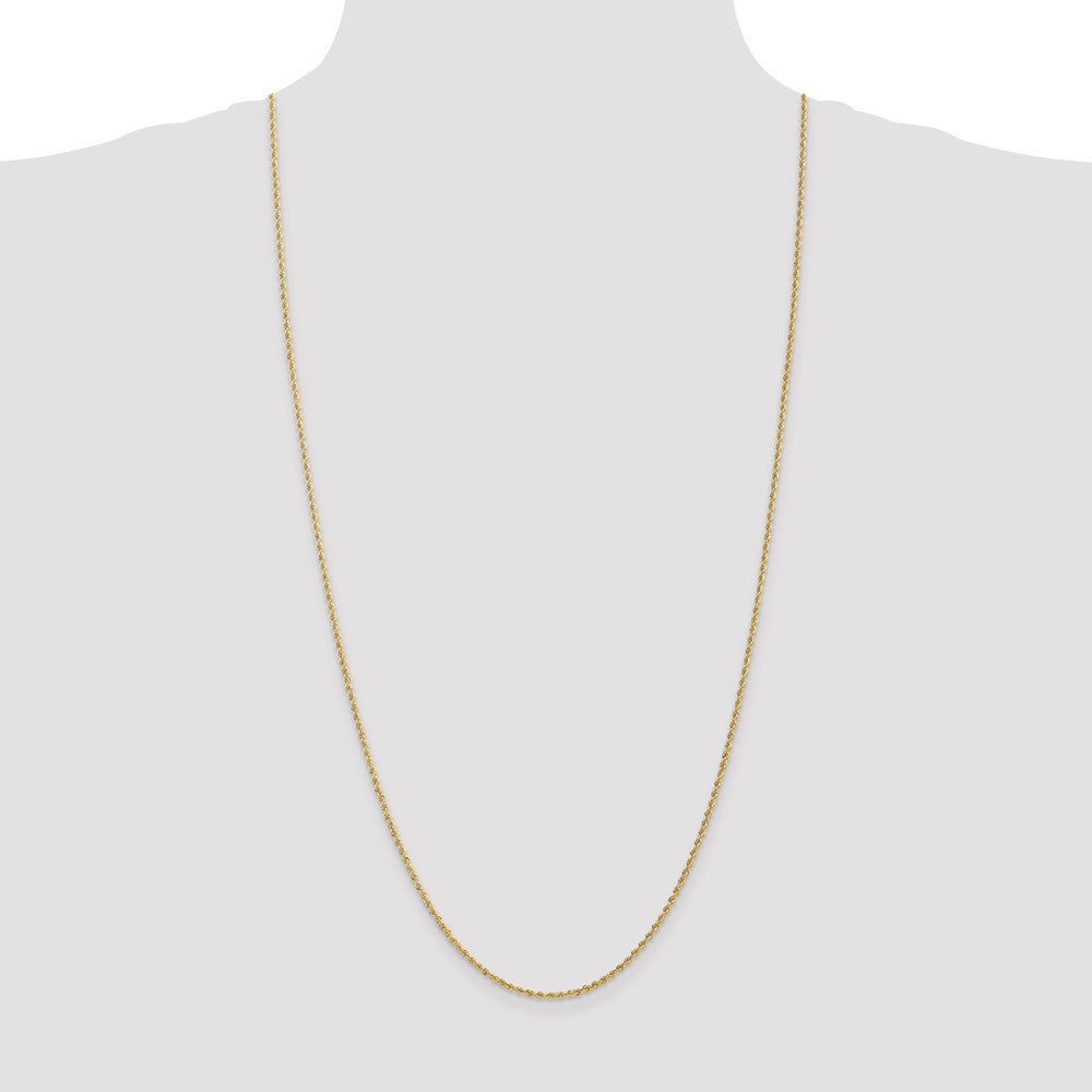 3 Inch 10K Yellow Gold 1.50mm Regular Rope Chain Necklace