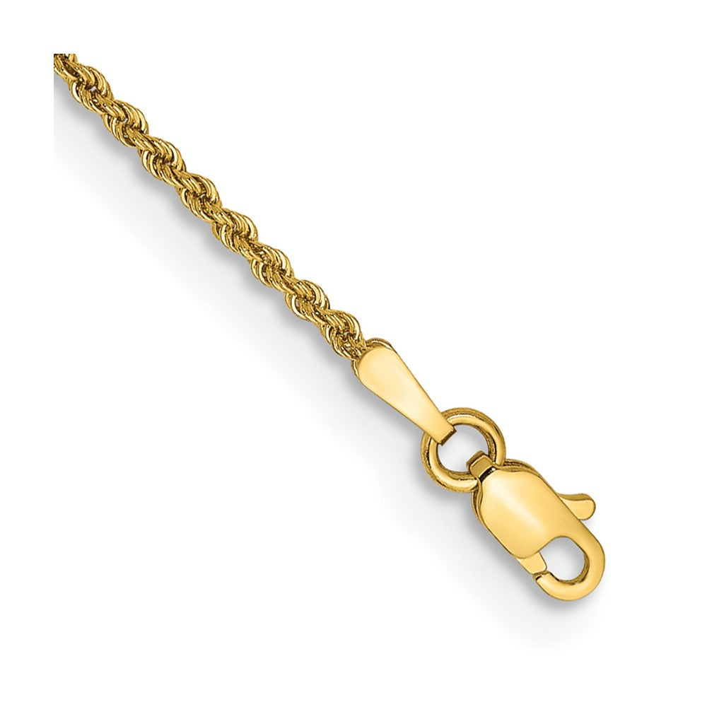 10k Yellow Gold 1.5mm Solid Rope Chain Anklet