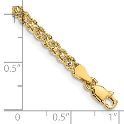 10K Yellow Gold 3.0mm Wide Double Strand Rope Bracelet