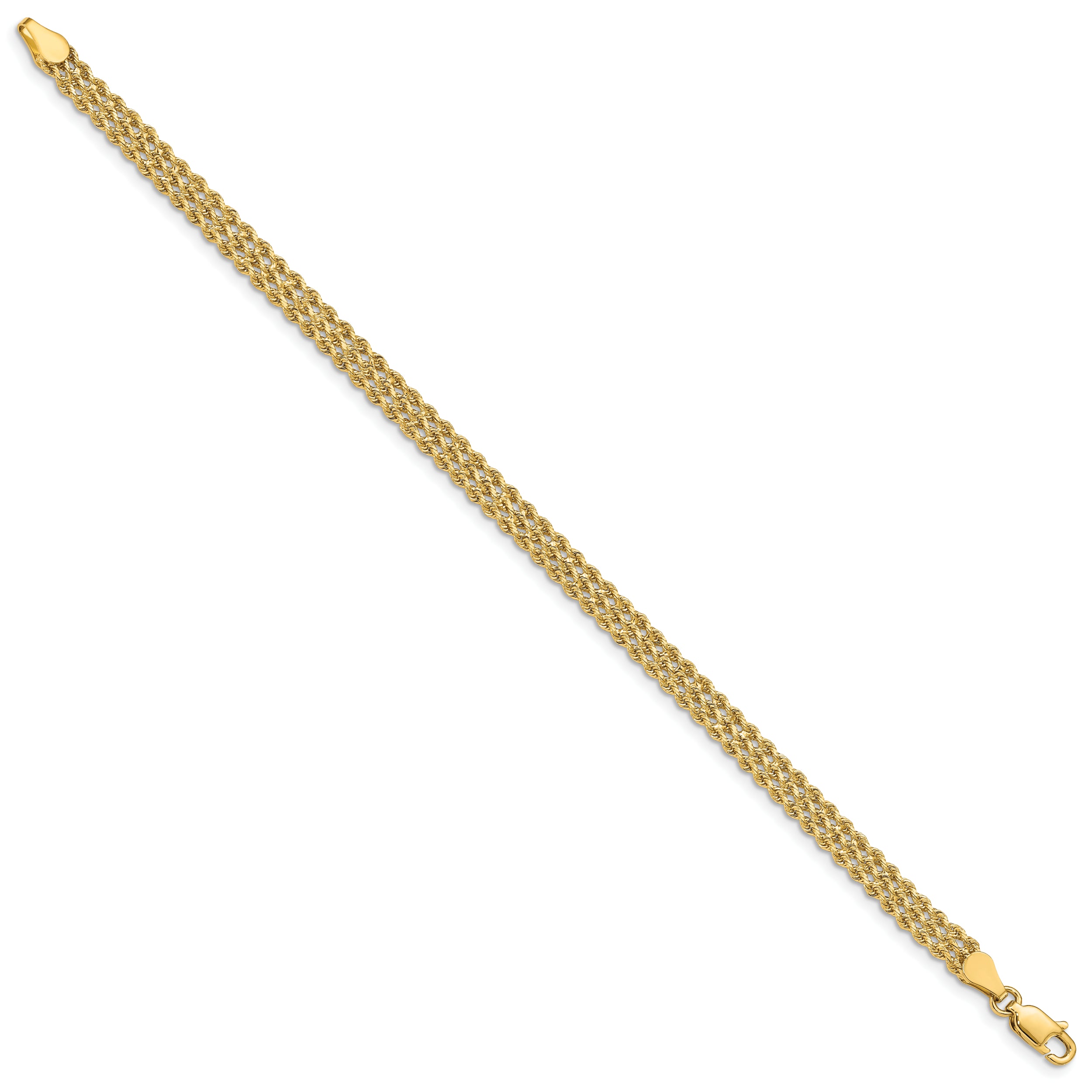 10K Yellow Gold 4.5mm Wide Triple Strand Rope Bracelet