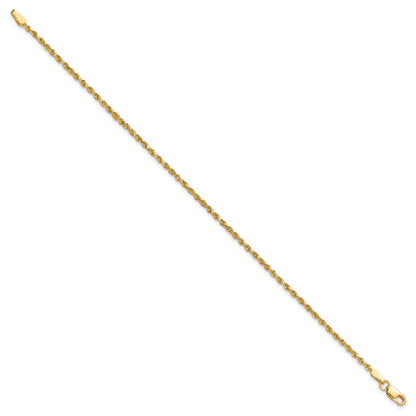 10K Yellow Gold 1.75mm Diamond-Cut Rope Chain Anklet