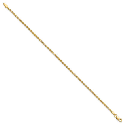 10k Yellow Gold 1.75mm Diamond-cut Rope Chain Bracelet
