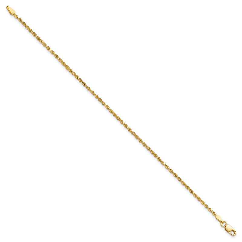 10k Yellow Gold 1.75mm Diamond-cut Rope Chain Bracelet
