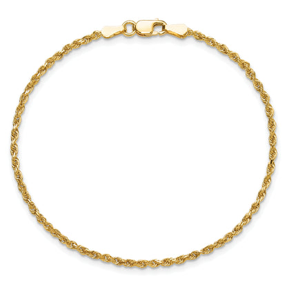 9 Inch 10K 1.75mm Diamond-Cut Rope Chain Anklet