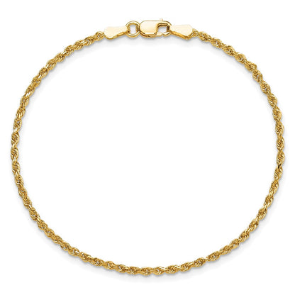 10K Yellow Gold 1.75mm Diamond-Cut Rope Chain Anklet