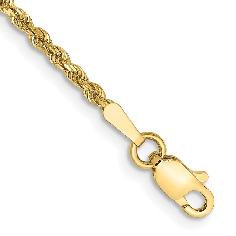 10k Yellow Gold 1.75mm Diamond-cut Rope Chain Bracelet