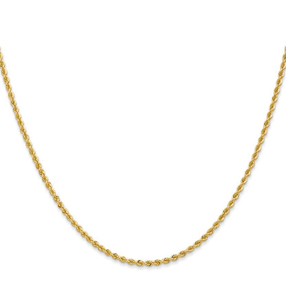 10k Yellow Gold 2.0mm Solid Rope Chain Necklace