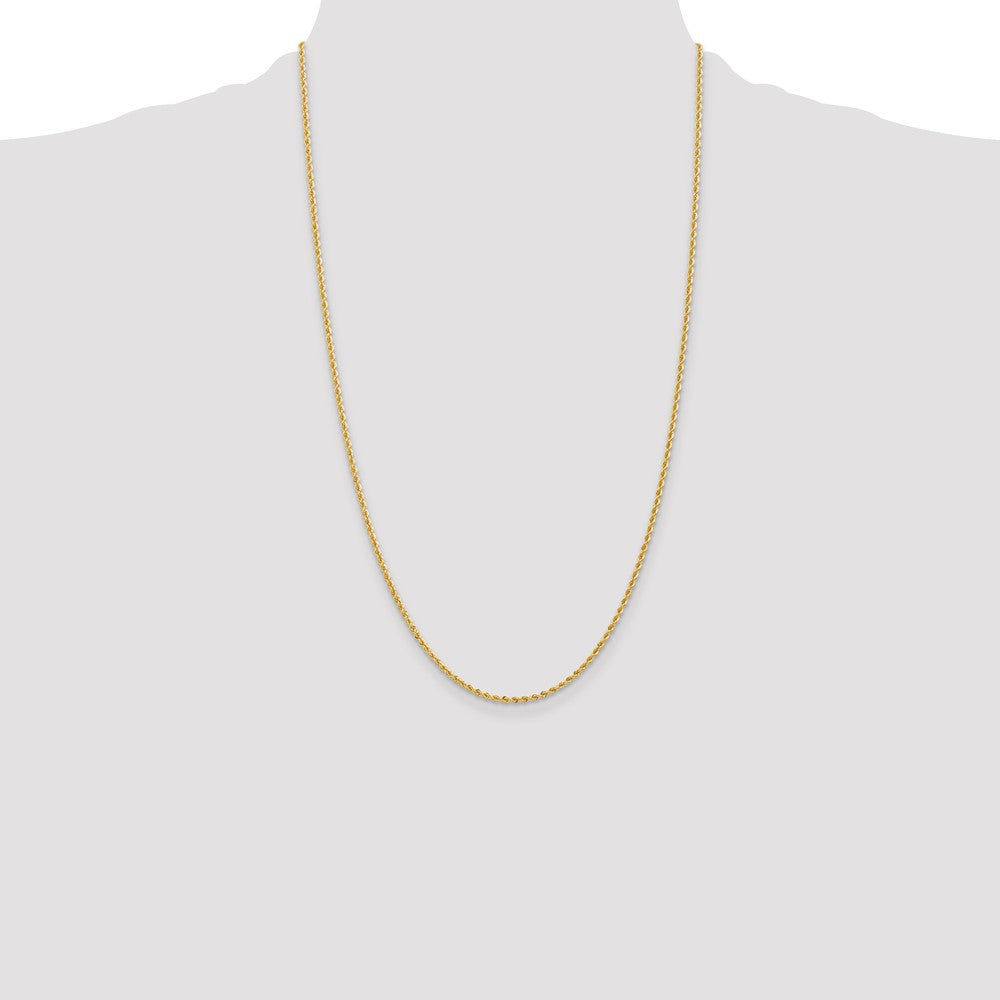 10k Yellow Gold 2.0mm Solid Rope Chain Necklace