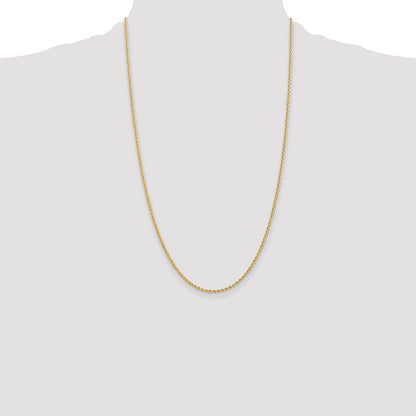10k Yellow Gold 2.0mm Solid Rope Chain Necklace