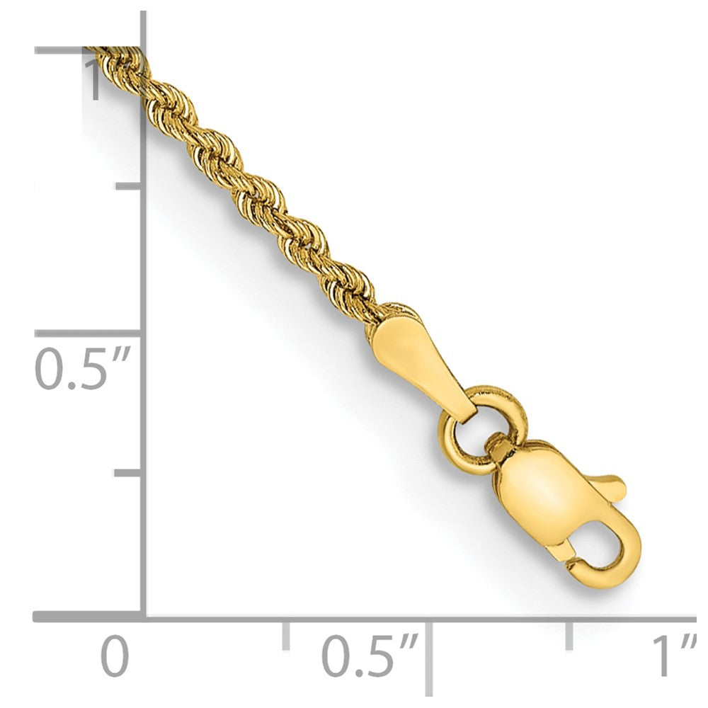 10k Yellow Gold 2.0mm Solid Rope Chain Bracelet