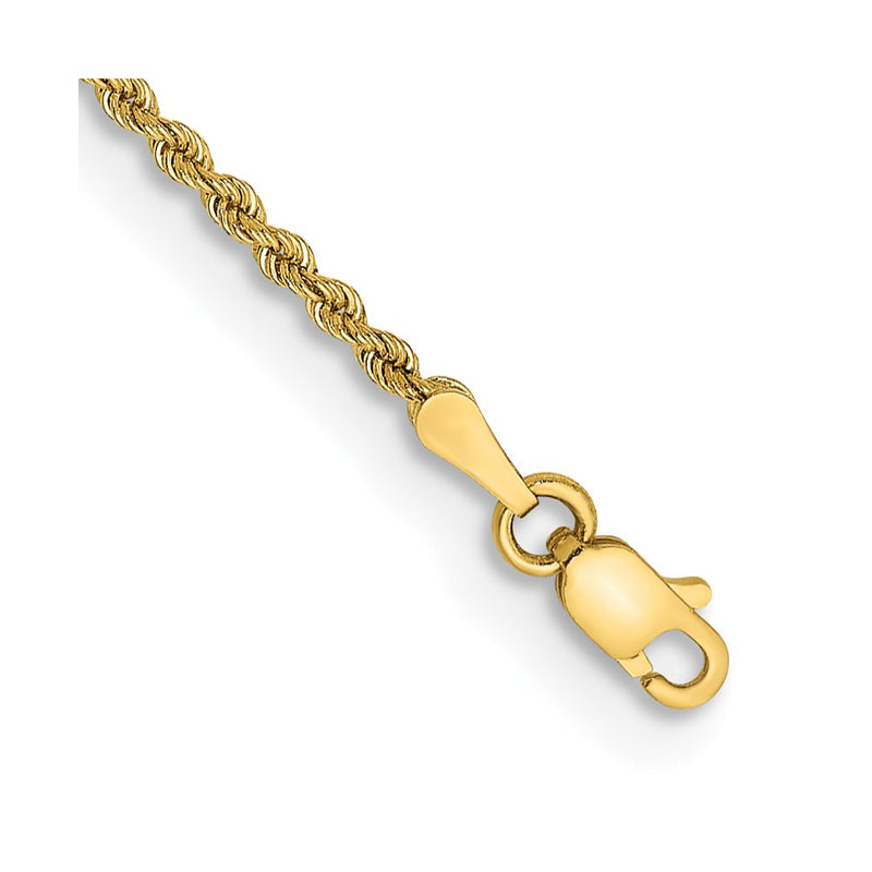 10K Yellow Gold 2mm Regular Rope Chain Anklet