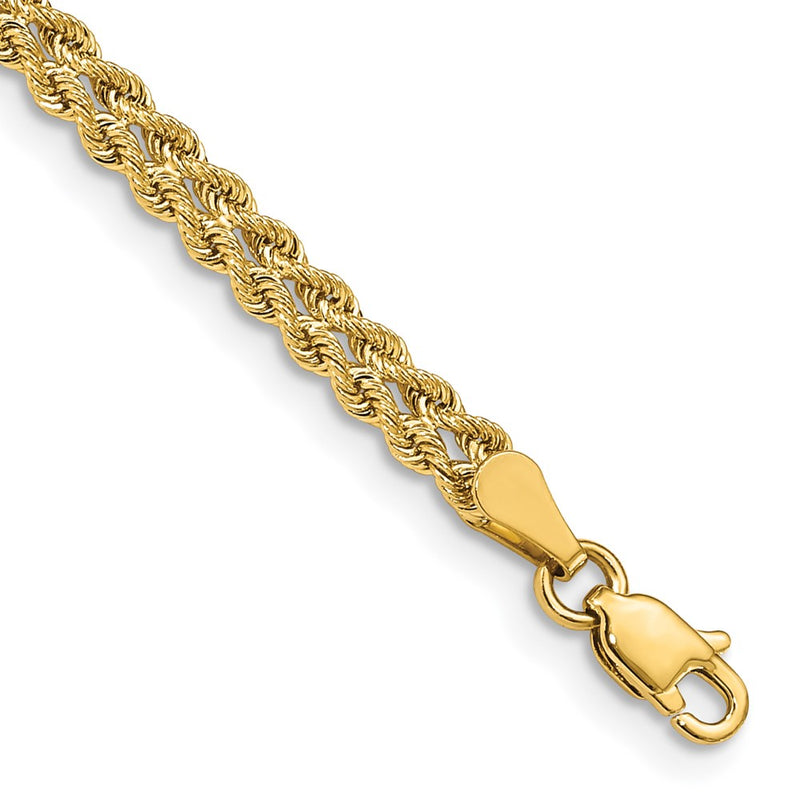 10K Yellow Gold 3.75mm Double Strand Rope Bracelet