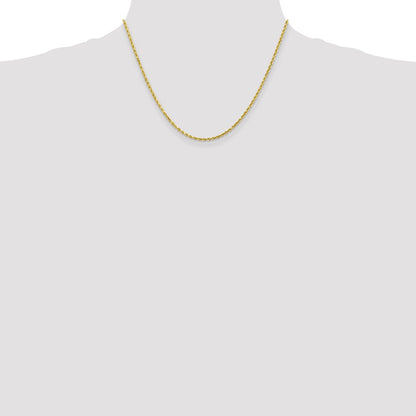 10K Yellow Gold 2mm Diamond-Cut Rope Chain Necklace