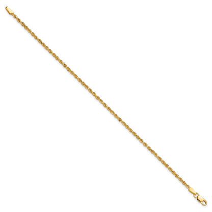 10K Yellow Gold 2mm Diamond-Cut Rope Chain Anklet