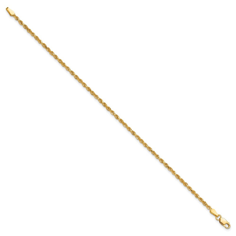 10K Yellow Gold 2mm Diamond-Cut Rope Chain Anklet