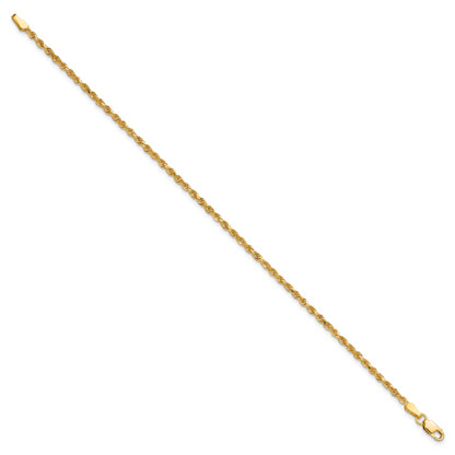10K Yellow Gold 2mm Diamond-Cut Rope Chain Anklet