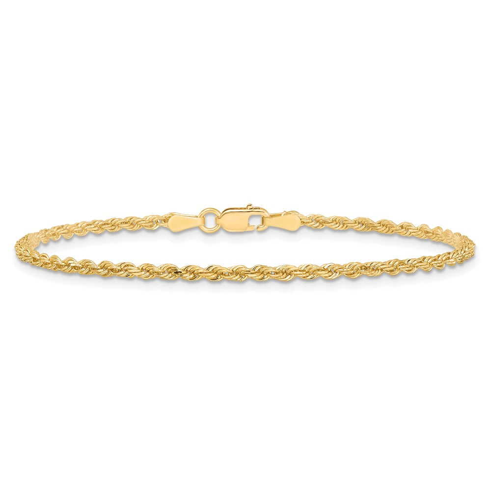 10k Yellow Gold 2mm Diamond-cut Rope Chain Bracelet