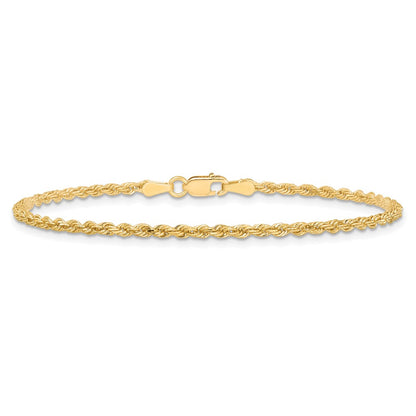 10k Yellow Gold 2mm Diamond-cut Rope Chain Bracelet