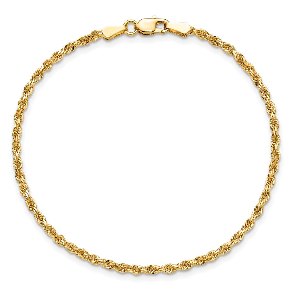 10k Yellow Gold 2mm Diamond-cut Rope Chain Bracelet