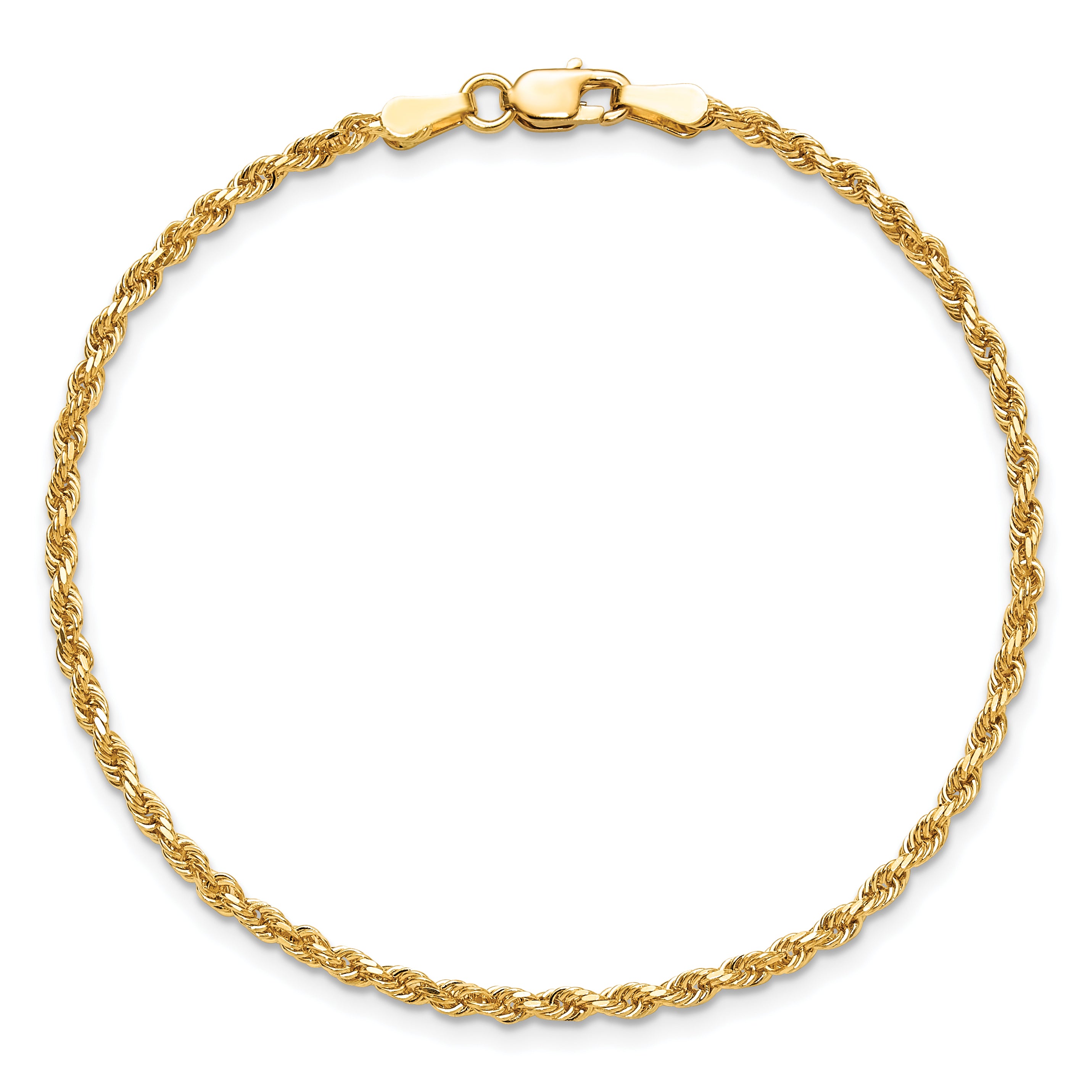 10K Yellow Gold 2mm Diamond-Cut Rope Chain Anklet