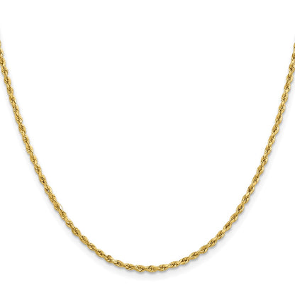 10k Yellow Gold 2mm Lightweight D/C Rope with Lobster Clasp Chain Necklace