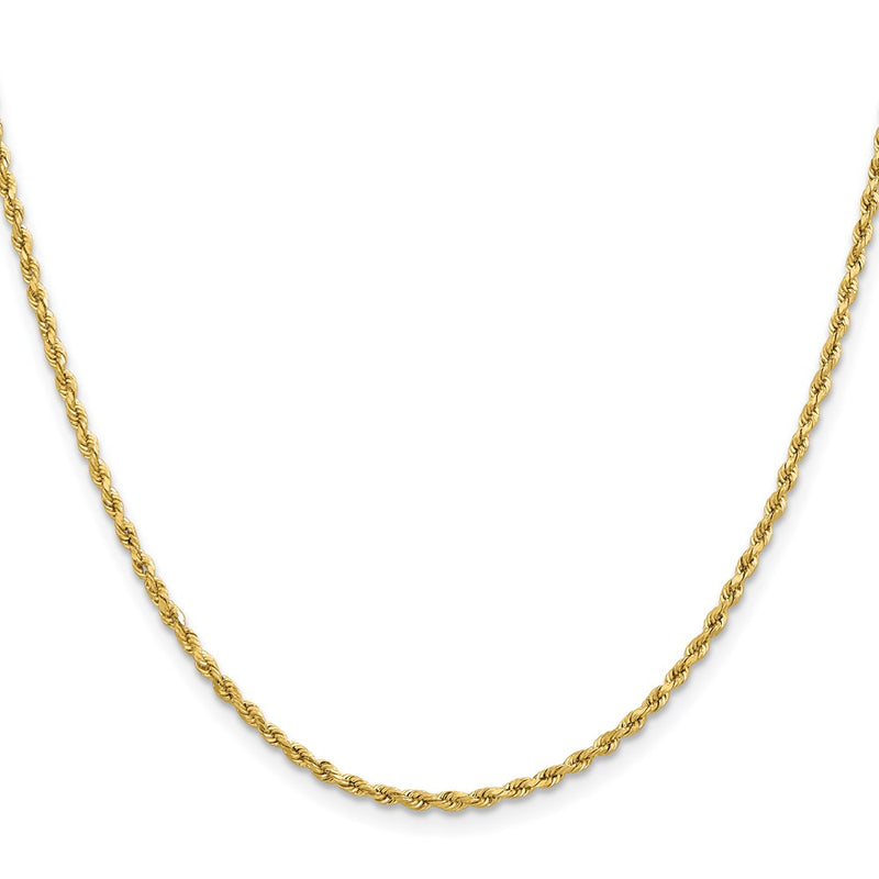 10k Yellow Gold 2mm Lightweight D/C Rope with Lobster Clasp Chain Necklace
