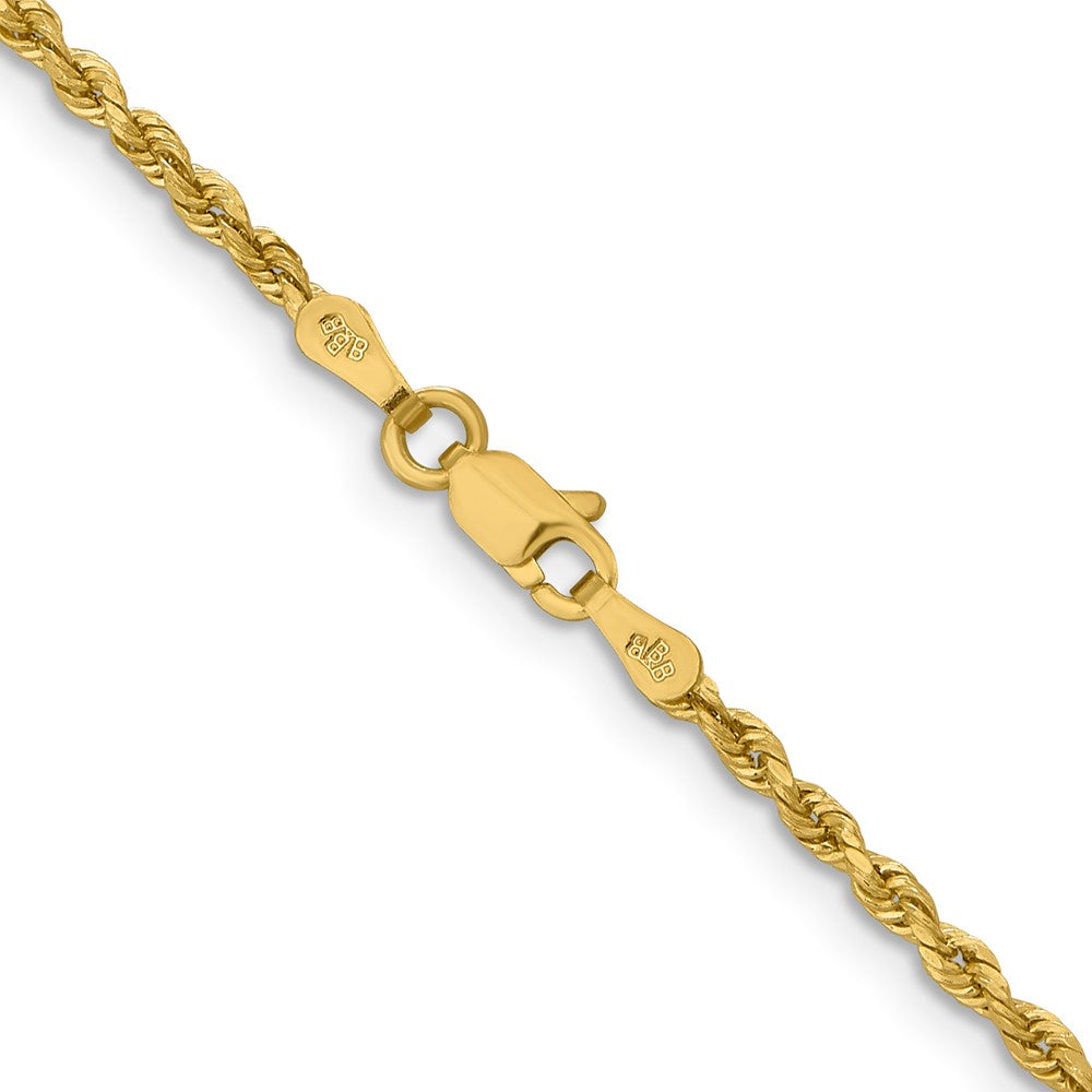 10k Yellow Gold 2mm Lightweight D/C Rope with Lobster Clasp Chain Necklace