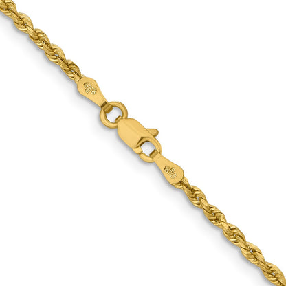 10k Yellow Gold 2mm Lightweight D/C Rope with Lobster Clasp Chain Necklace