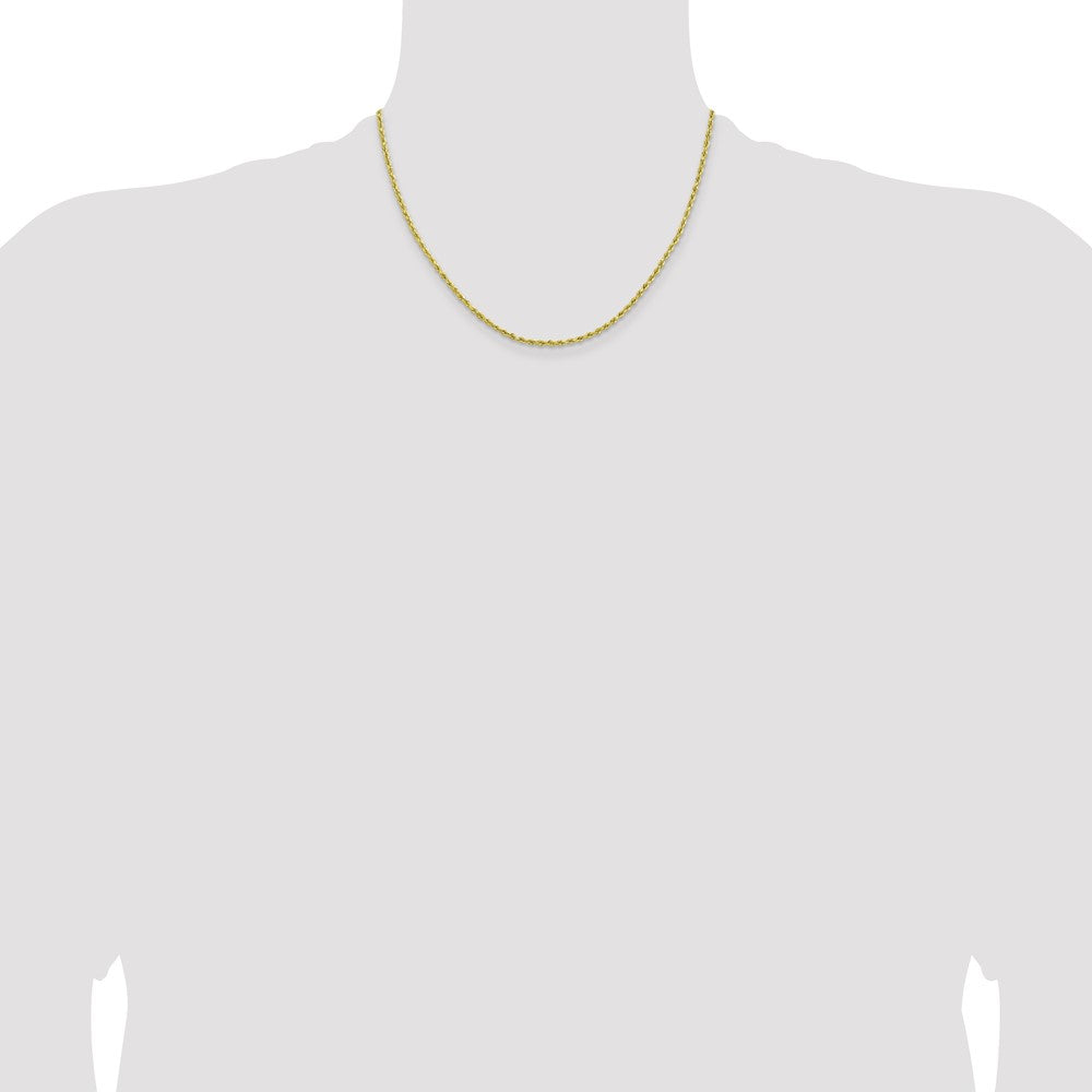 10k Yellow Gold 2mm Lightweight D/C Rope with Lobster Clasp Chain Necklace