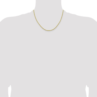 10k Yellow Gold 2mm Lightweight D/C Rope with Lobster Clasp Chain Necklace