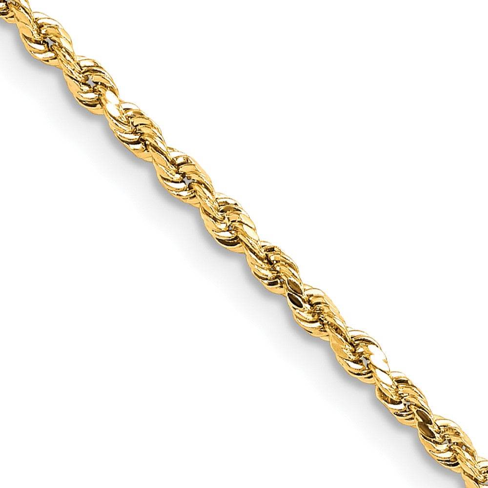 10k Yellow Gold 2mm Lightweight D/C Rope with Lobster Clasp Chain Necklace