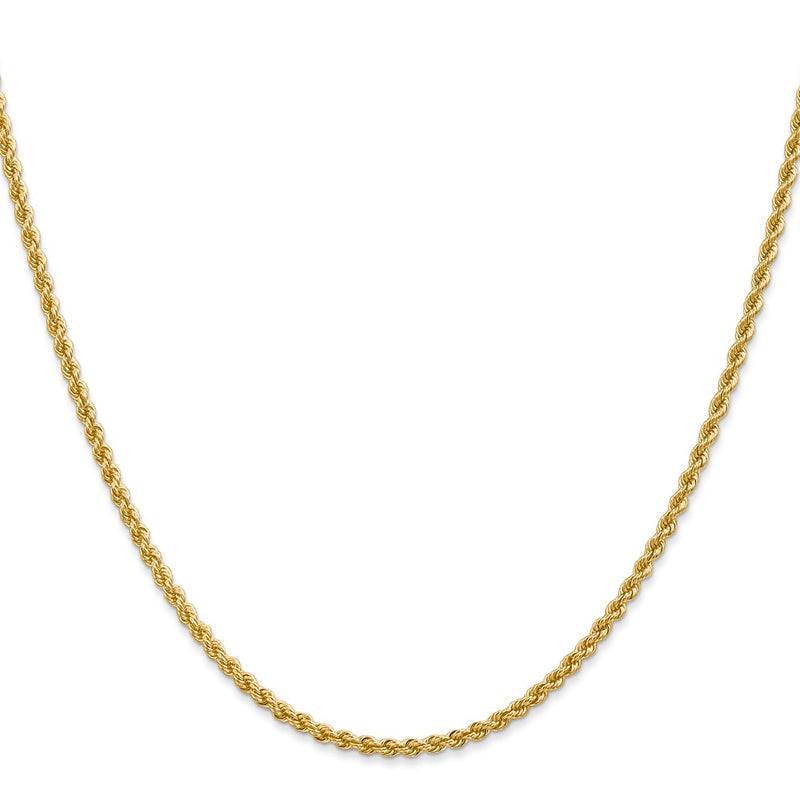10k Yellow Gold 2.25mm Solid Rope Chain Necklace