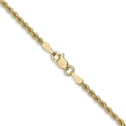 10k Yellow Gold 2.25mm Solid Rope Chain Necklace