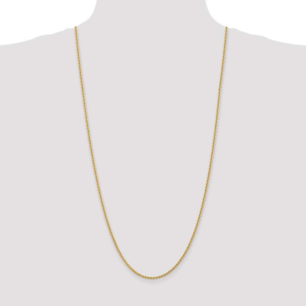 10k Yellow Gold 2.25mm Solid Rope Chain Necklace