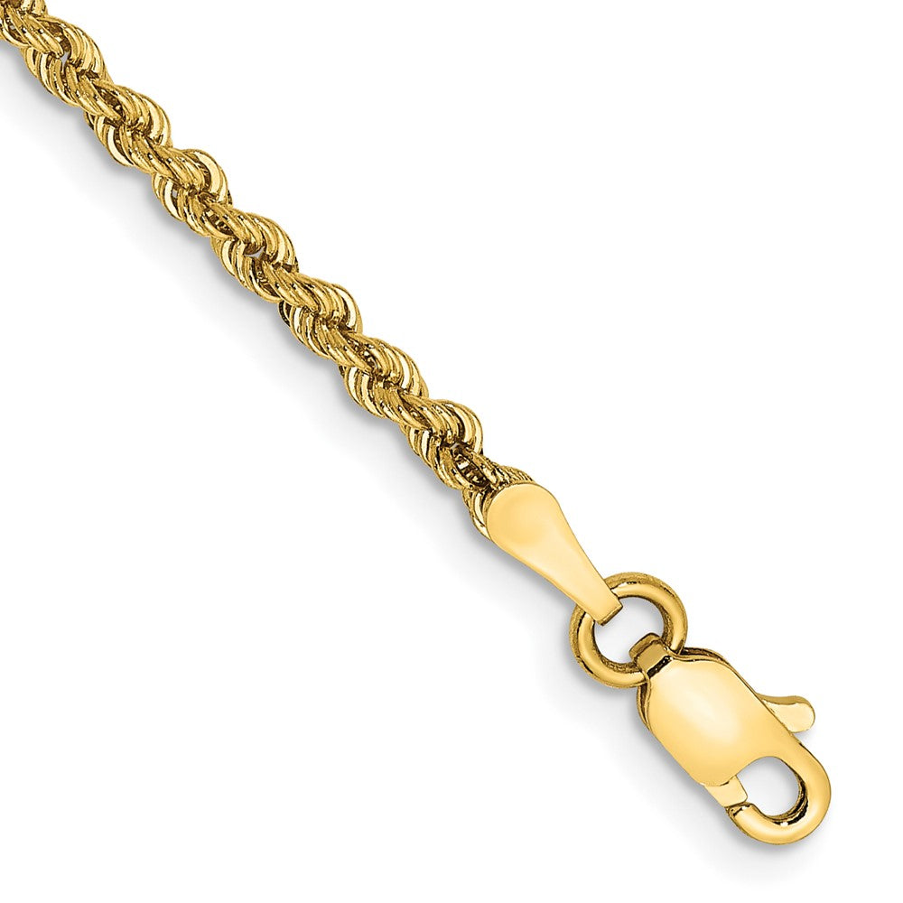 10k Yellow Gold 2.25mm Solid Rope Chain Bracelet