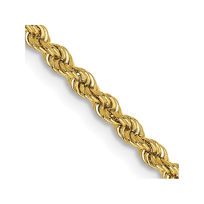 24 Inch 10K Yellow Gold 2.25mm Regular Rope Chain Necklace
